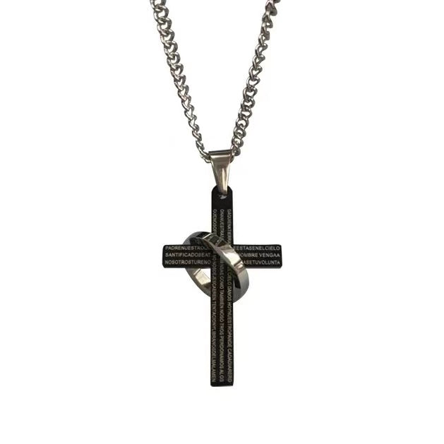 Men's Fashion Cross Simple Hip Hop Disco Titanium Steel Pendant