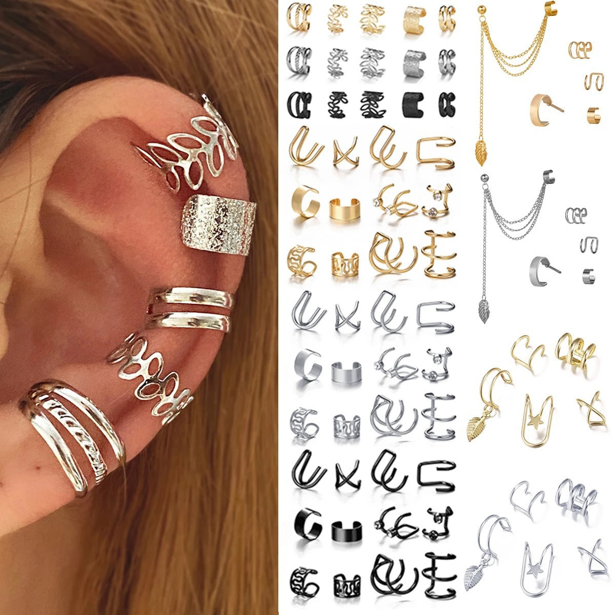 Creative Simple Personalized Golden Leaf Hollow Ear Clip