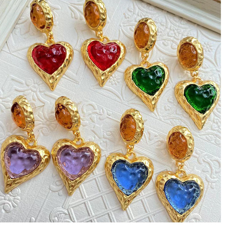 Lava Colored Glaze Love Eardrops Macaron Stud Earrings