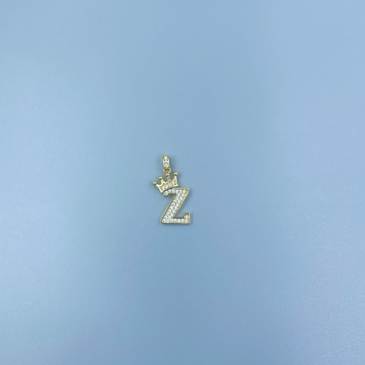 Full Diamond Crown Letters Copper Plated Real Gold Inlaid Zircon Pendant