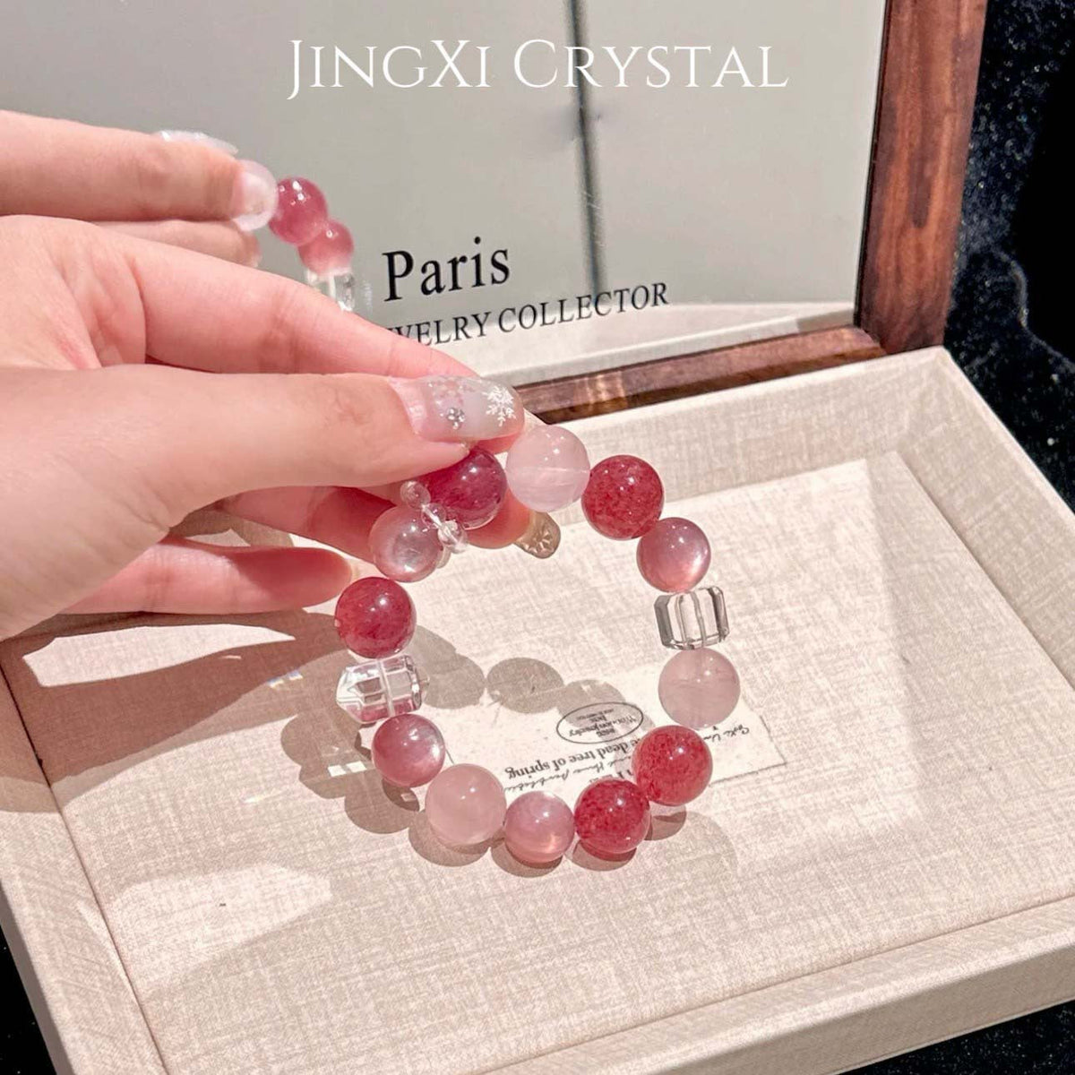 Natural Strawberry Female Horse Pink Crystal Gift Girlfriend Bracelet