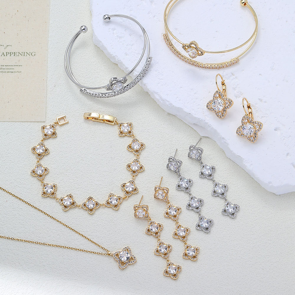 Clover Style Light Luxury Simple Diamond High Sense Jewelry Set