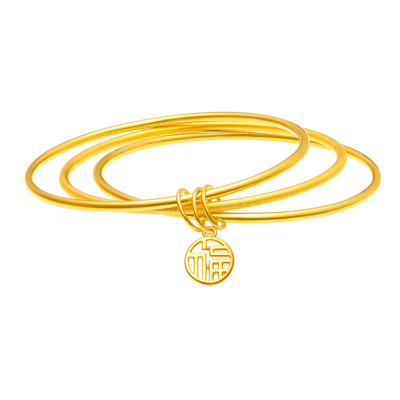 Vietnam Placer Gold Word Plate Brass Gold-plated Simple Bracelet