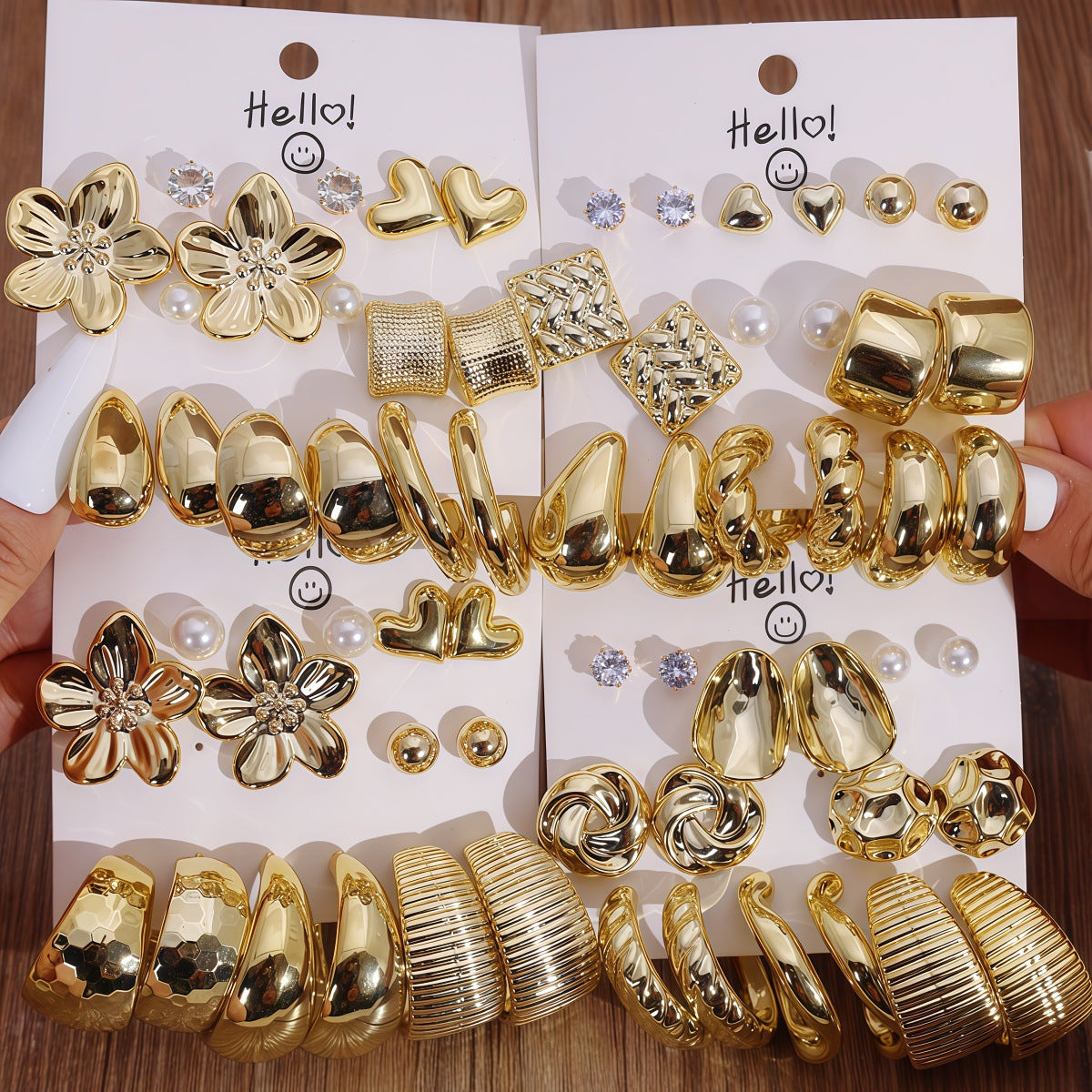 Pairs Storage Combination Versatile Geometric Frosty Earrings