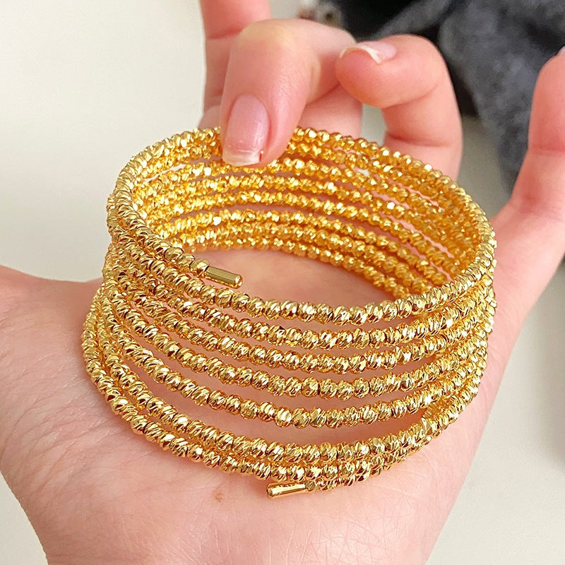 Elastic Memory Fashion Disco Beads Winding Bracelet