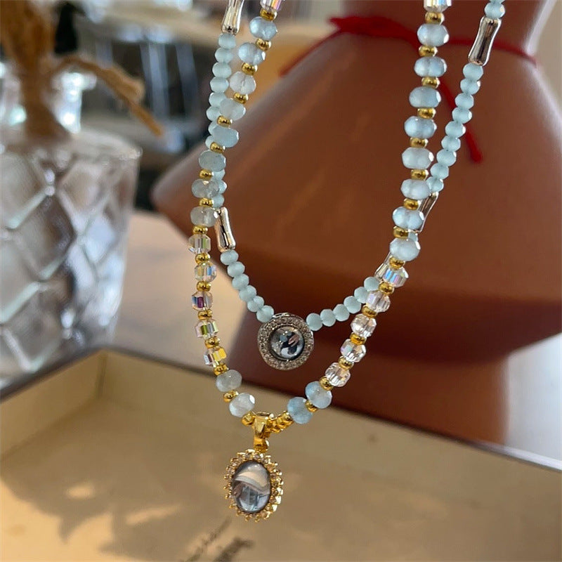 Blue Treasure Light Luxury Minority Elegance Retro Necklaces
