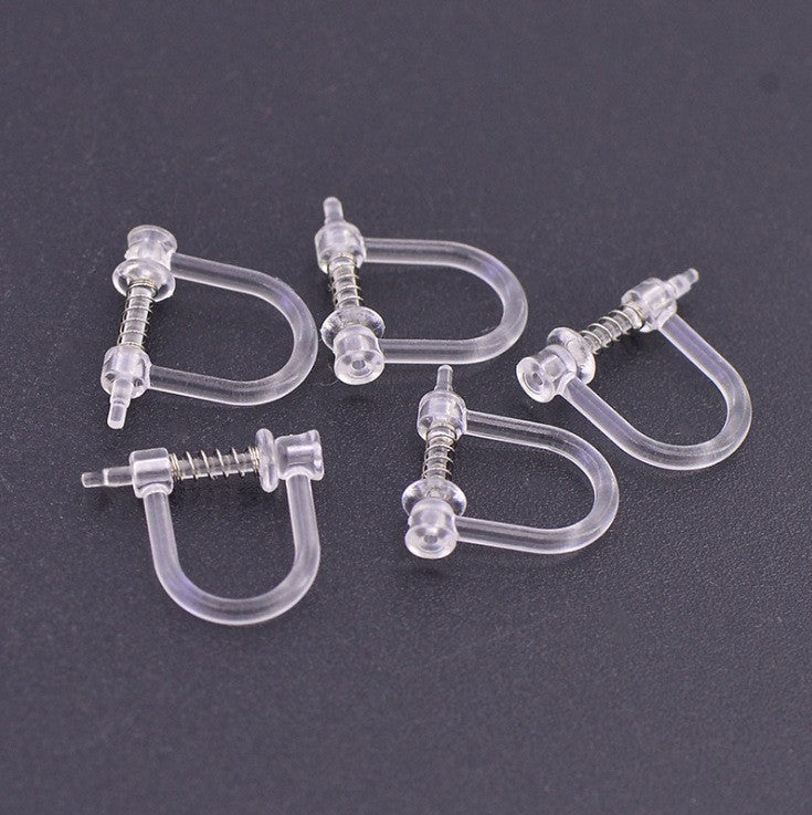 Handmade Change Transparent Resin Pearls U-shaped Ear Clip