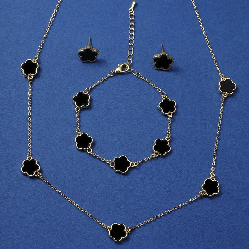 Women's Korean Style Parthenocissus Grass Simple Petal Five-leaf Jewelry Set