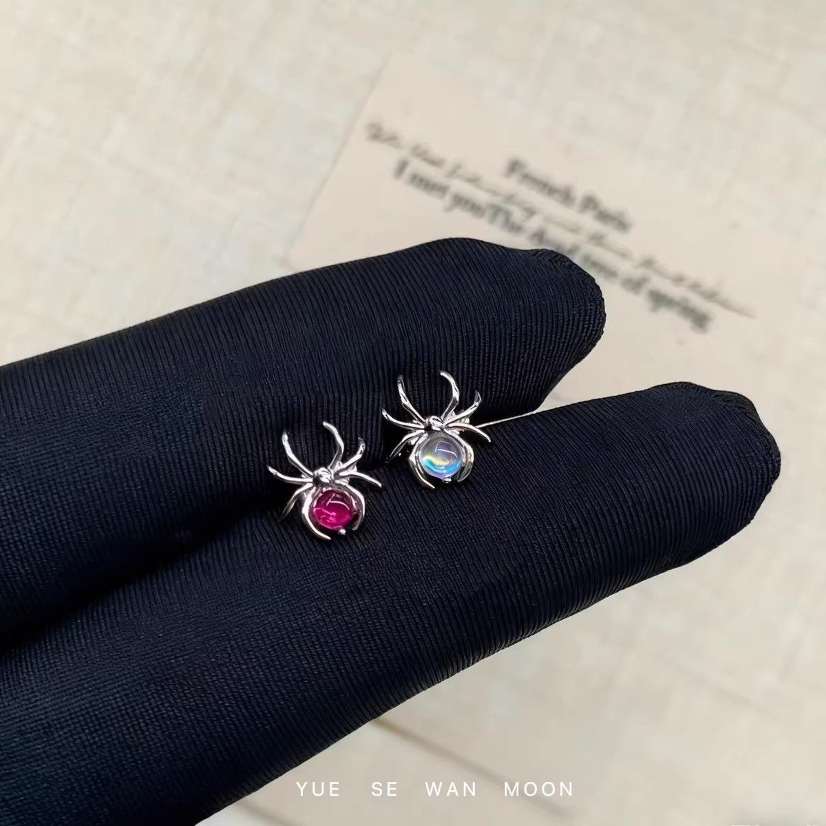 Titanium Alloy Rose Red Spider Ear Bone Sweet Cool Flat Stud Earrings