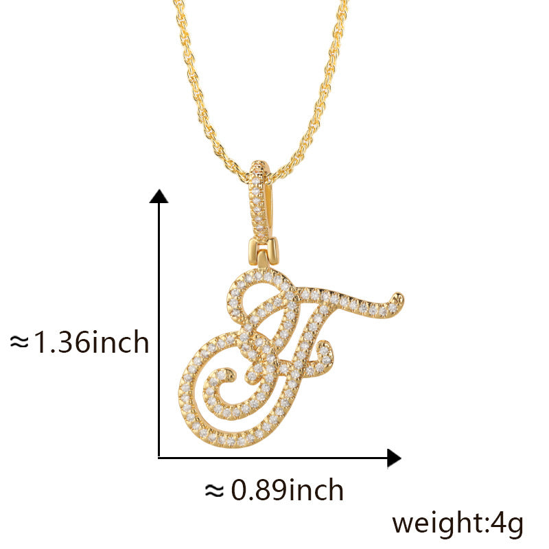 Hop Flower Body Grass English Letter Niche Style Inlaid Zircon Pendants