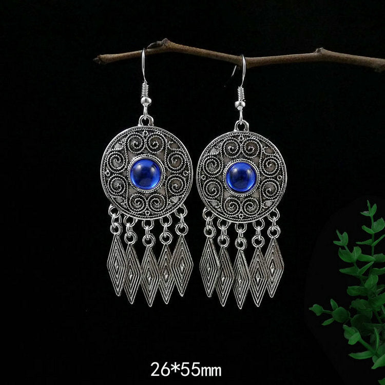 Women's Tibetan Sier Miao Eardrops Classical Ethnic Style Earrings