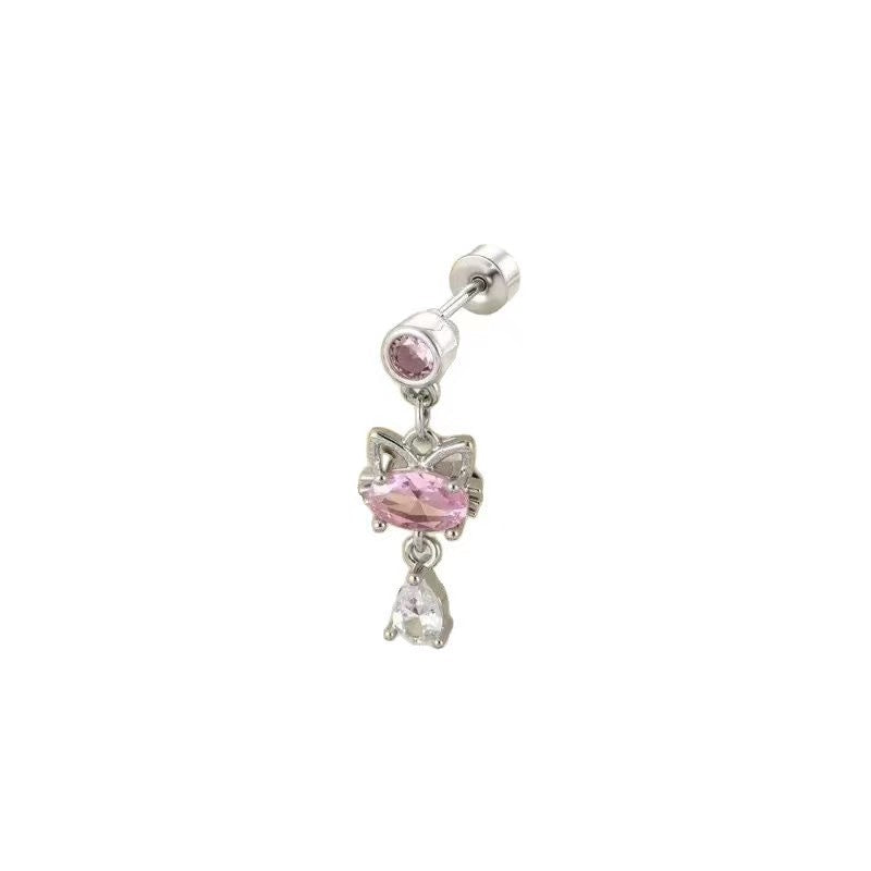 Collection Ear Bone Medical Titanium Steel Cartoon Hello Kitty Earrings