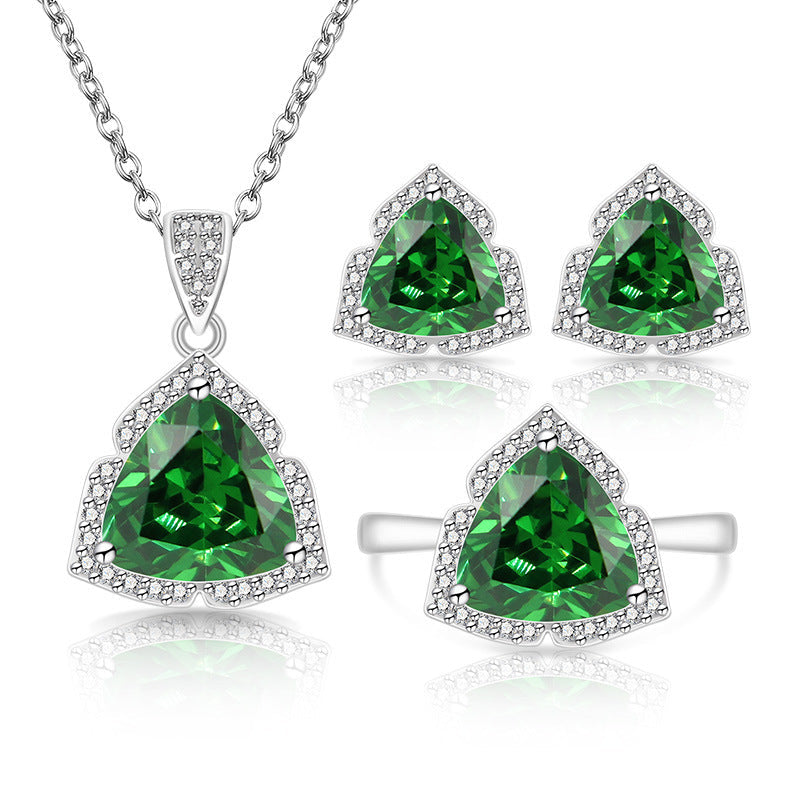 Women's Live Broadcast Fashion Temperament Imitation Natural Colored Gems Zircon Jewelry Set