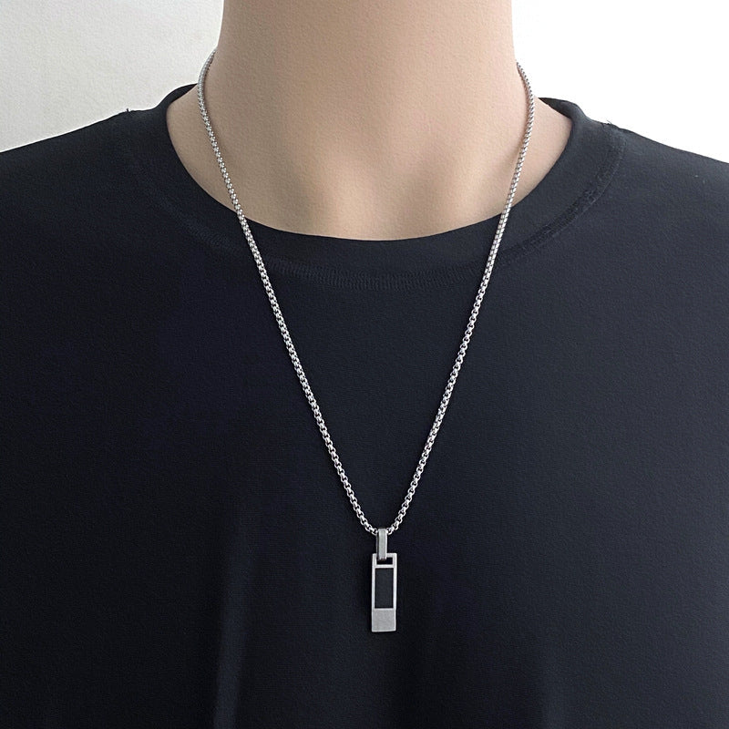 Women's & Men's Niche Street Style Hipster Contrast Color Square Pendant