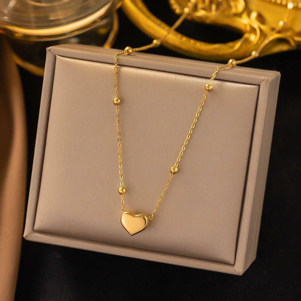 Titanium Steel Bead Korean Minimalist Fashion With Heart Summer Necklaces