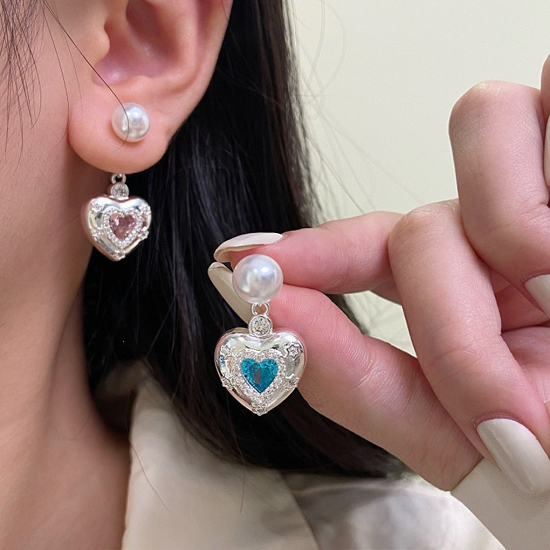 Loving Heart Zircon Ear Combination Female Sweet Necklace