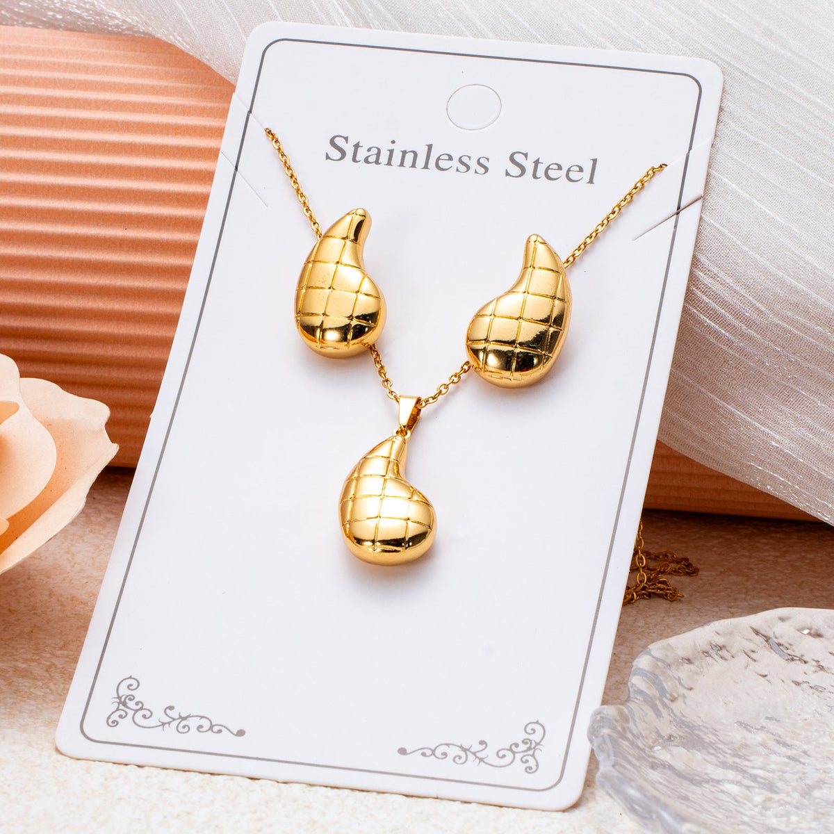 Series Stainless Steel Ear Light Luxury Jewelry Set