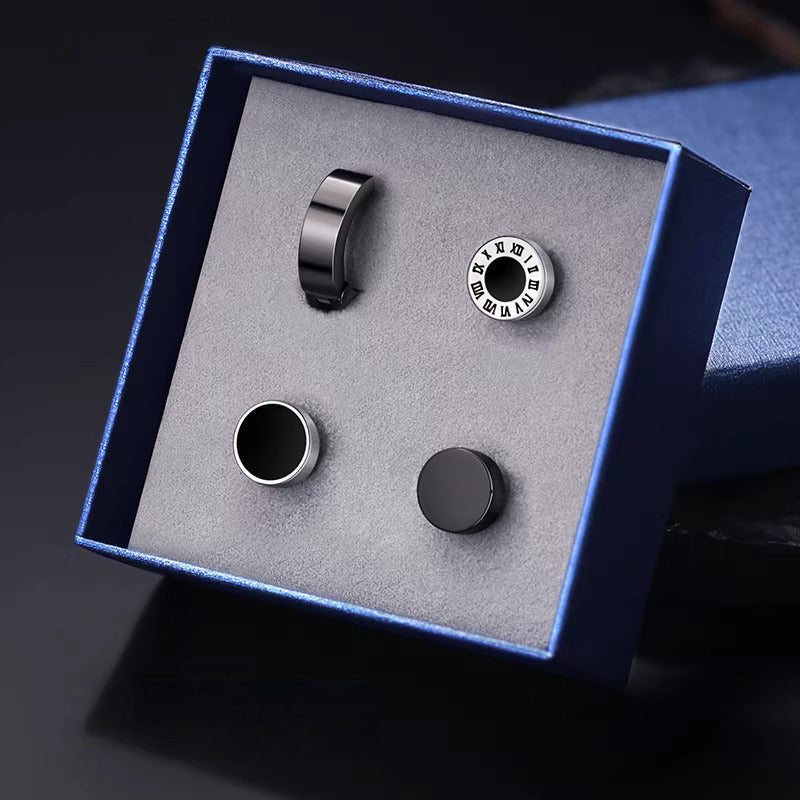 Men's Ear Clips Single Trendy Personal Korean Style Titanium Steel Stud Earrings