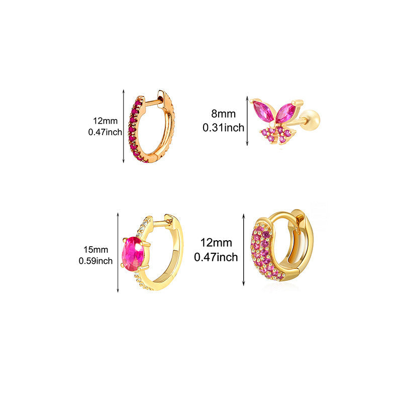 Women's Gold Diamond Butterfly Fashion Style Earrings