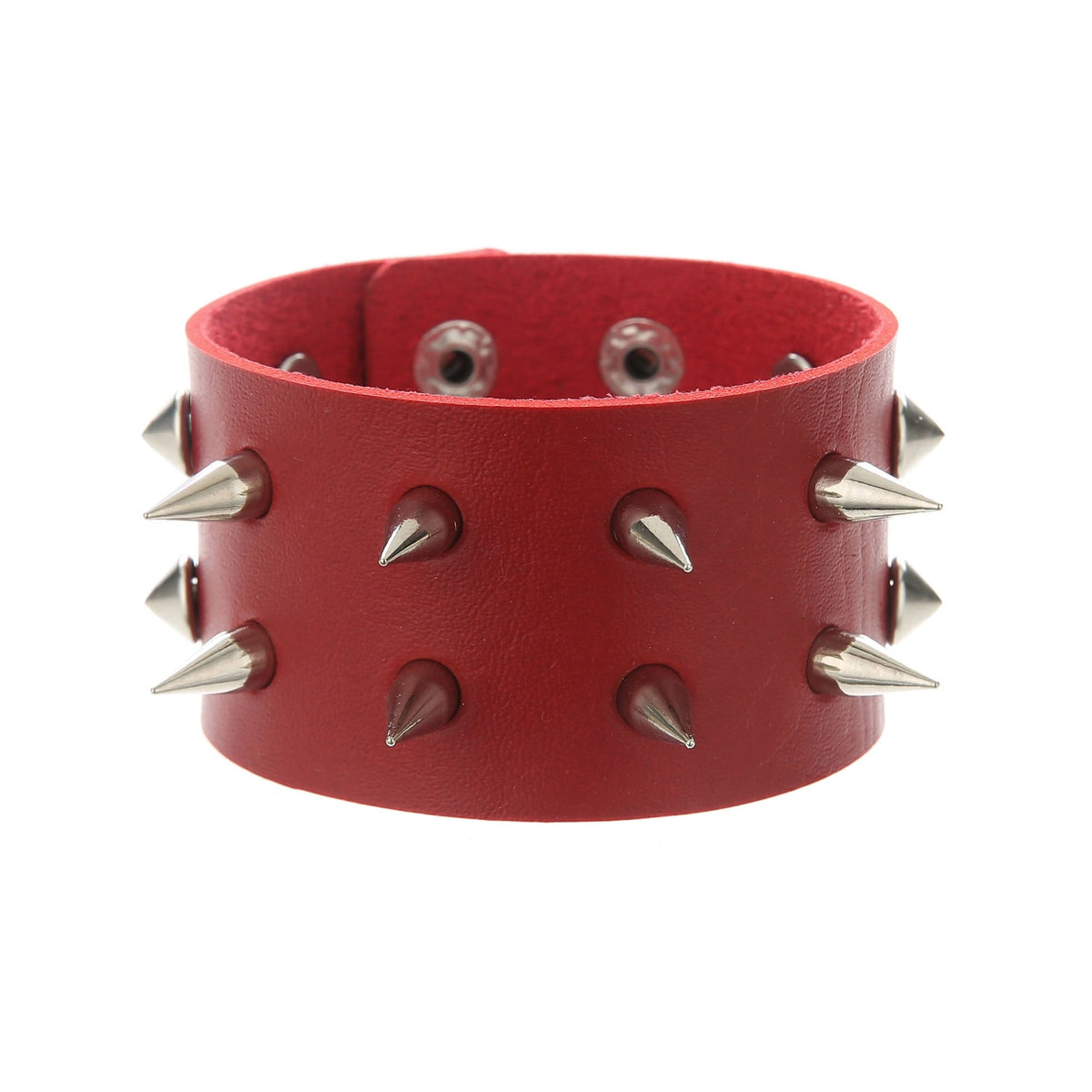 Punk Double Row Alloy Spike Couple Leather Rock Stainless Bracelet