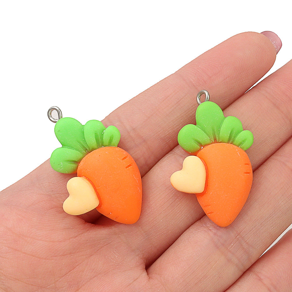 Mini Small Matching Carrot Barrettes Vegetable Resin Cute Earrings