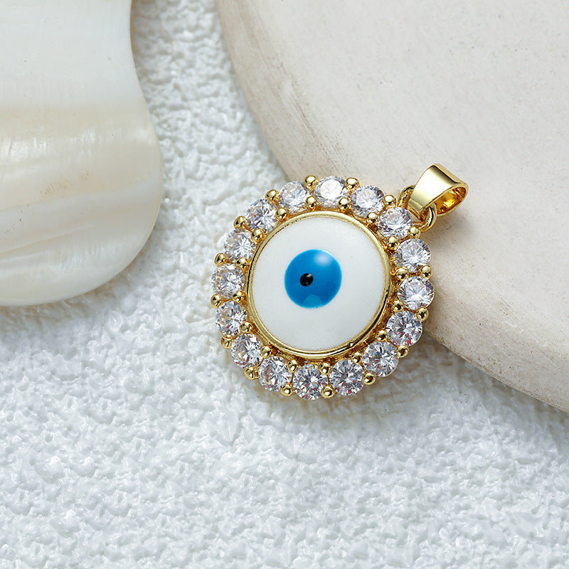Women's Gold Eye Style Single Inlaid Color Zircon Trendy Dripping Palm Pendants