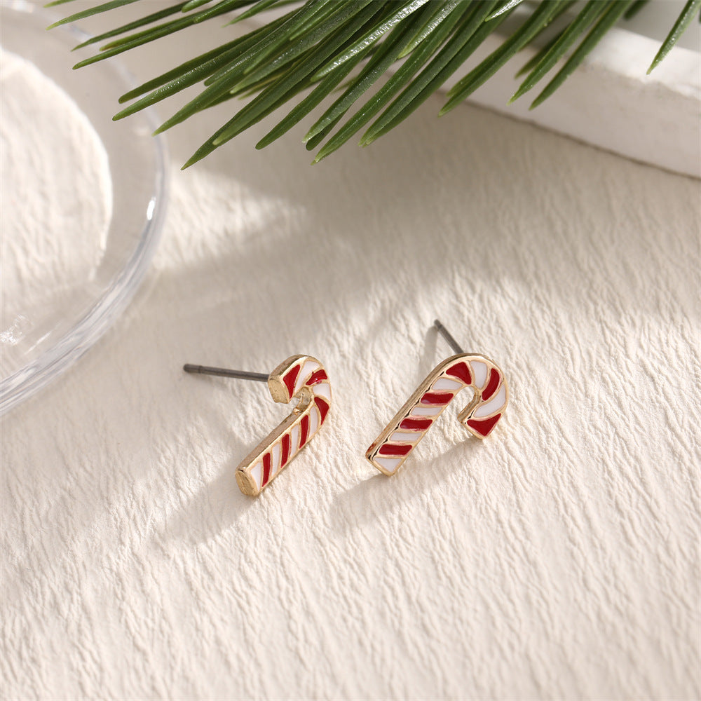 Fashion Christmas Tree Elk Snowflake Crutch Ear Festive Alloy Dripping Stud Earrings