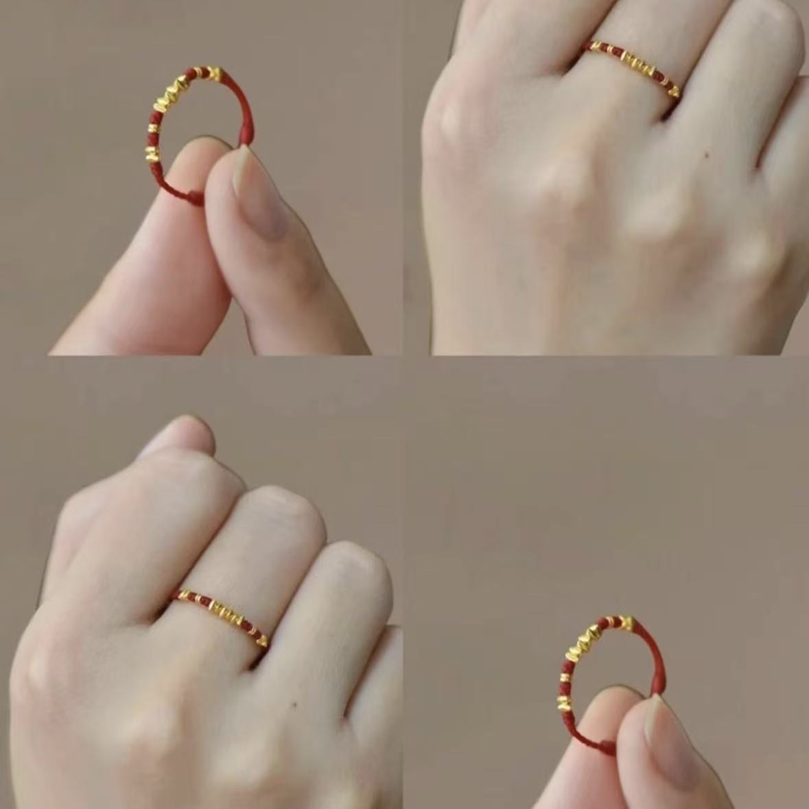 Alloy Fabric Year-old Gold Red Rope Original Hand-woven Money Drawing Rings