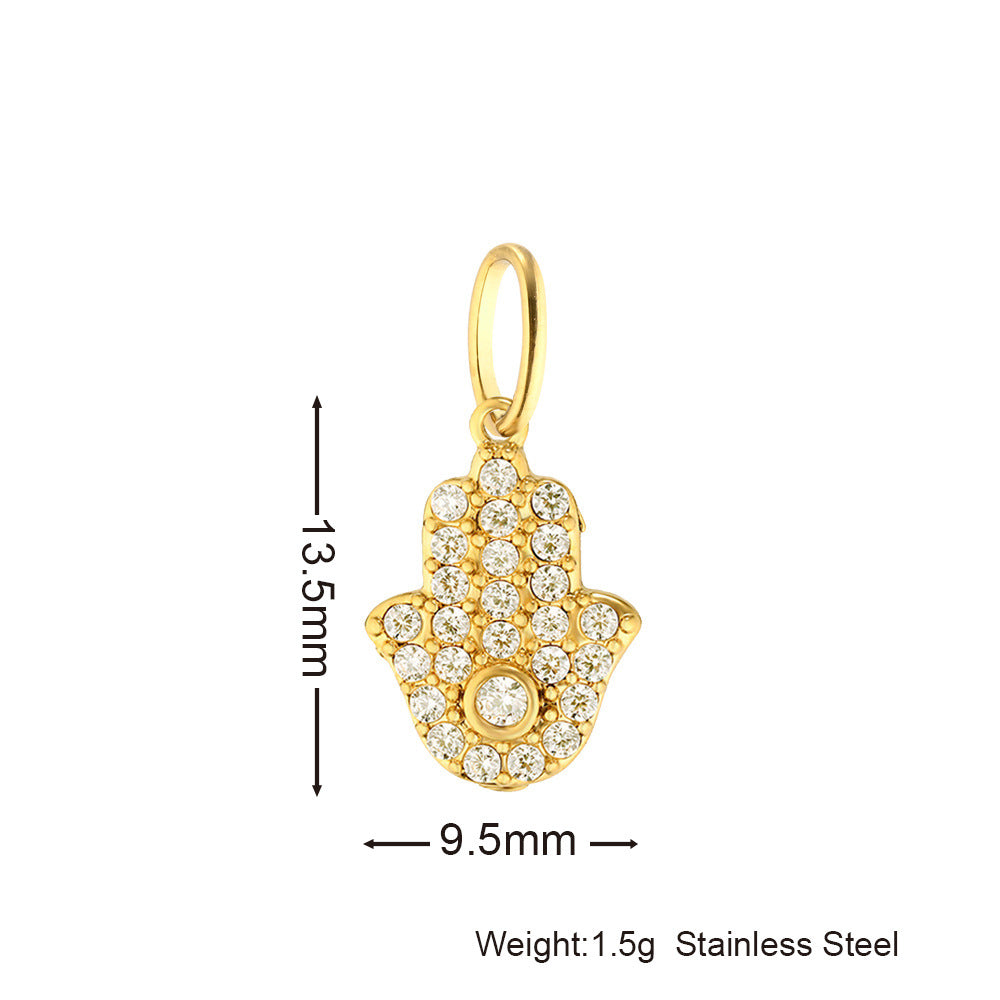 Inlaid Zircon Stainless Steel Gold-plated Cross Pendant