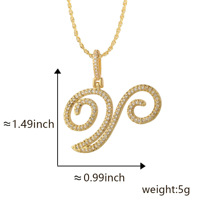 Hop Flower Body Grass English Letter Niche Style Inlaid Zircon Pendants