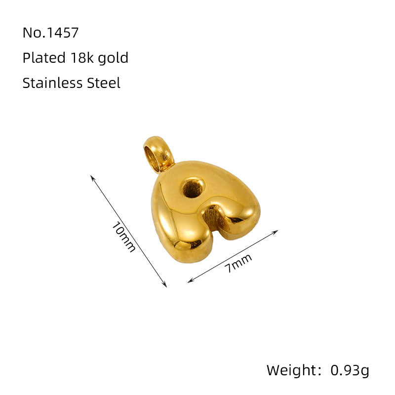 Fashion Simple Stainless Steel Gold Mini Small Bubble Letter Pendant