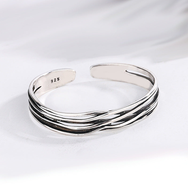 Wave Braided Personalized Cold Style Design Punk Sier Plated Bracelet
