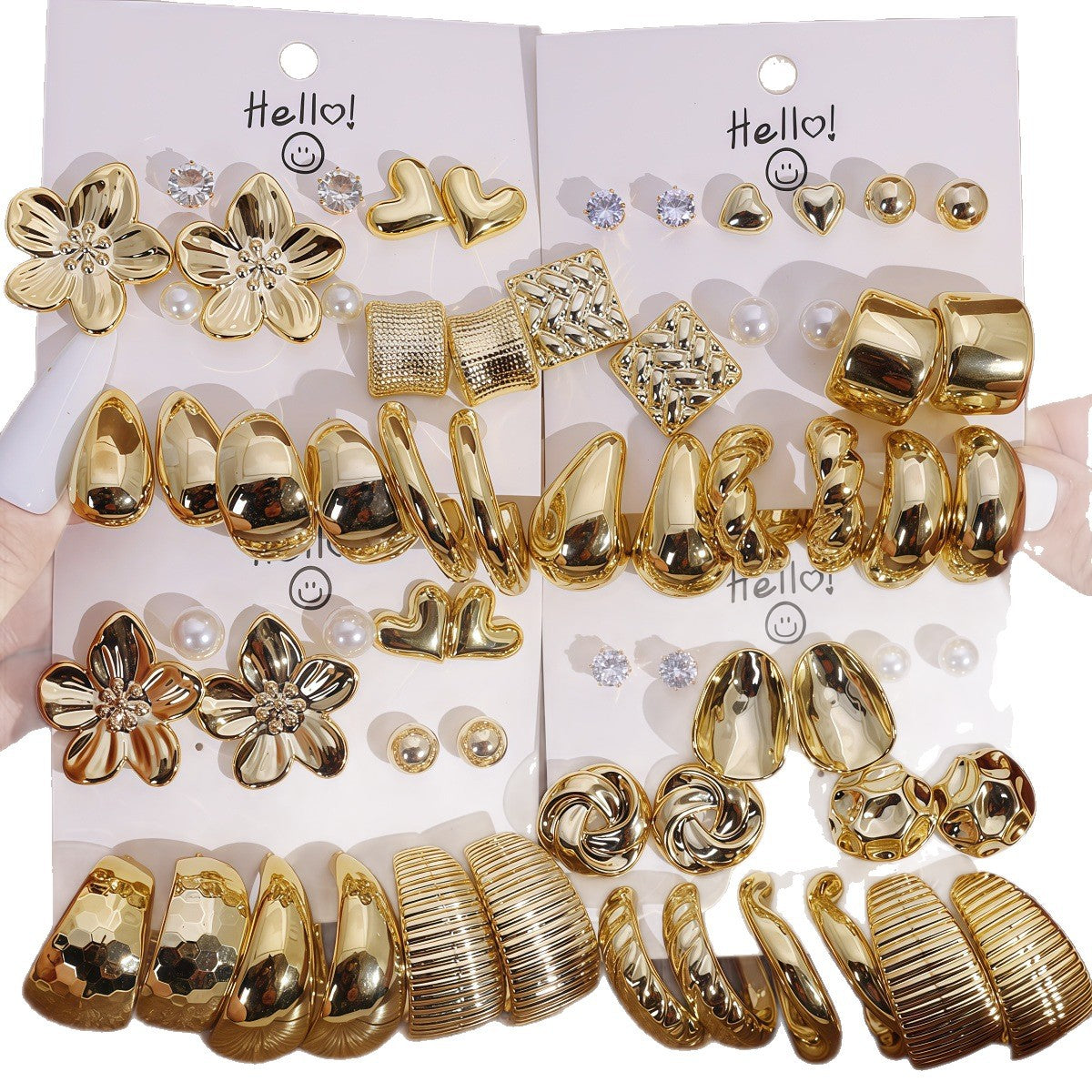 Pairs Storage Combination Versatile Geometric Frosty Earrings