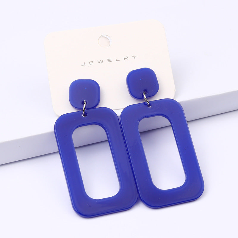Women's Rectangular Hollow Ear Fashion Simple Personality Fluorescent Color Rings