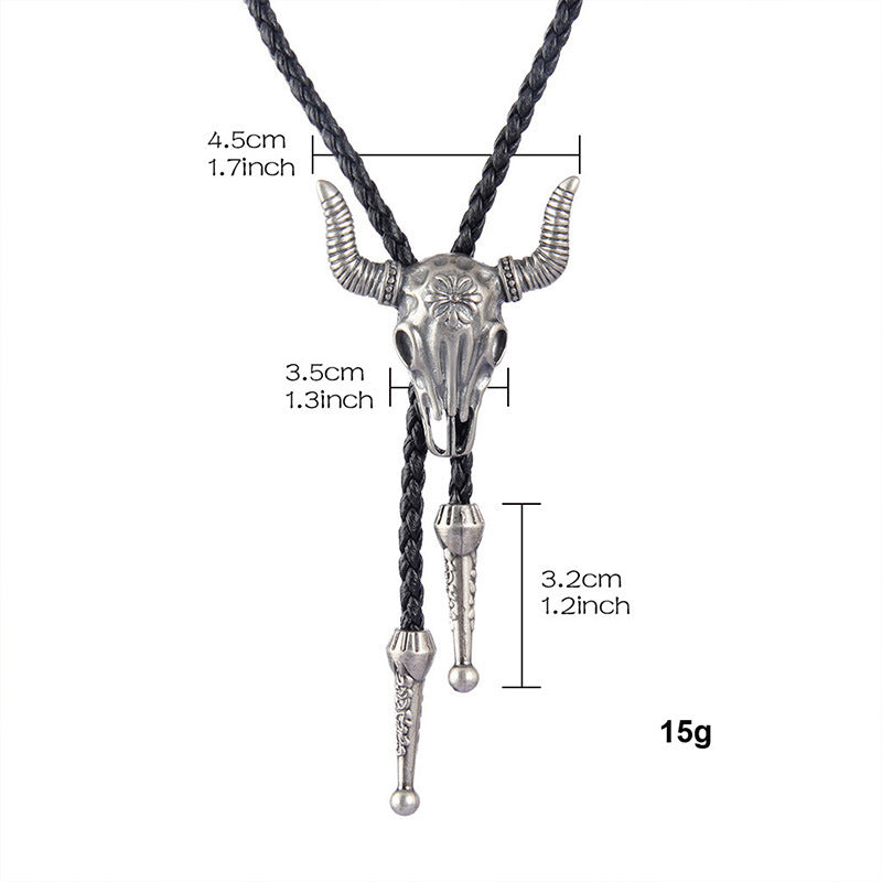 Men's Long Leather Cow Head Fashion Vintage Necklaces
