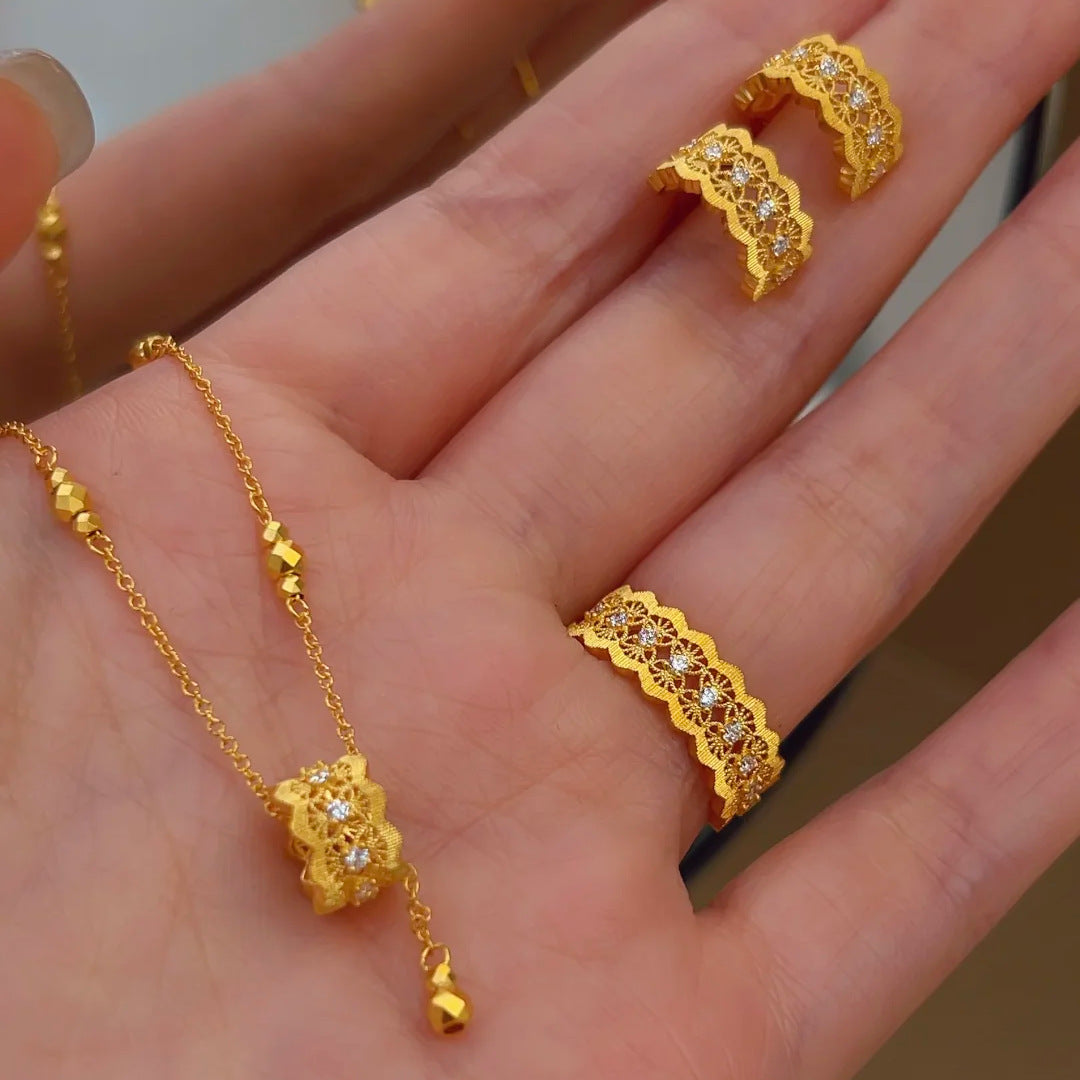 Women's Tassel Filigree Ear Gold Lace For Jewelry Set