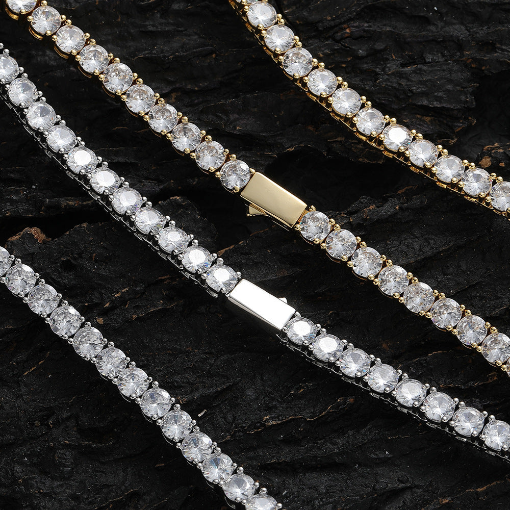 Inlaid Zircon Single Strand Hip Hop Necklaces