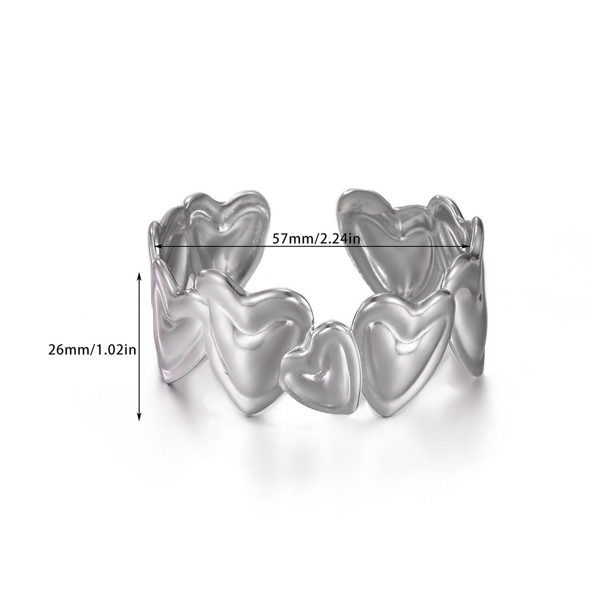 Women's Minimalist Heart Irregular Metal Glossy Surface Bracelet