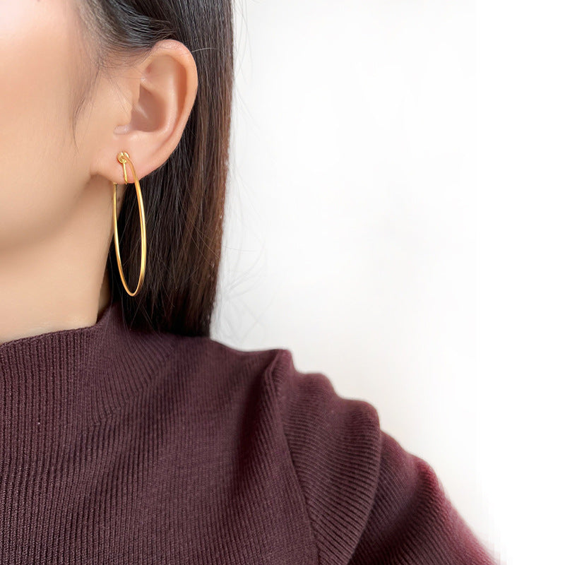 Exaggerated Large Hoop Sier Needle Personalized Classic Rotation Mosquito Ear Clip