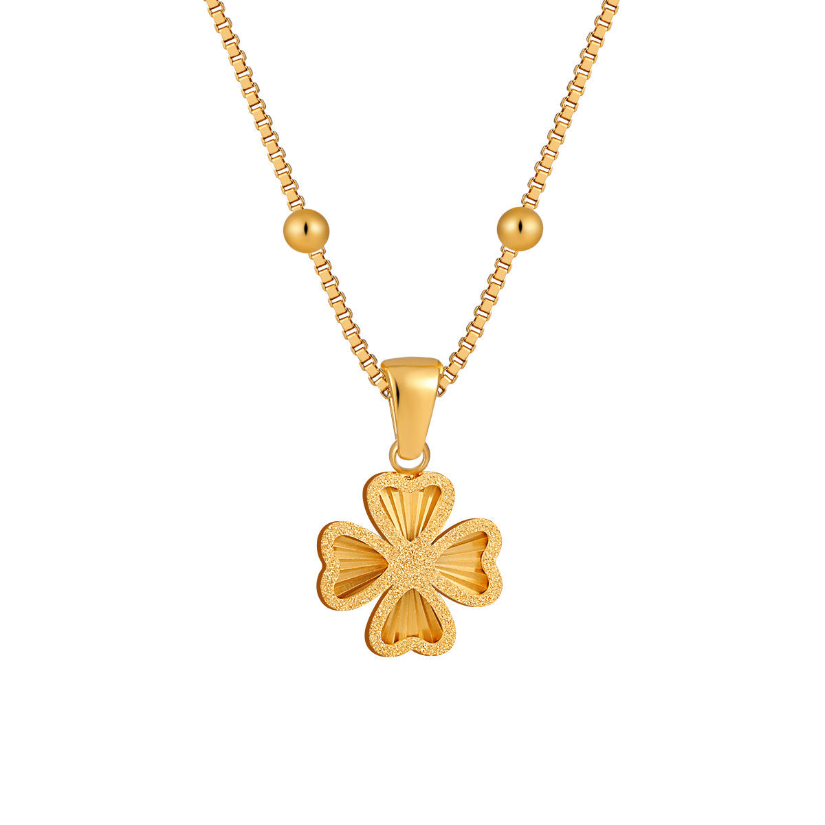 Ginkgo Leaf Four-leaf Clover Keel Chain Titanium Steel Necklace