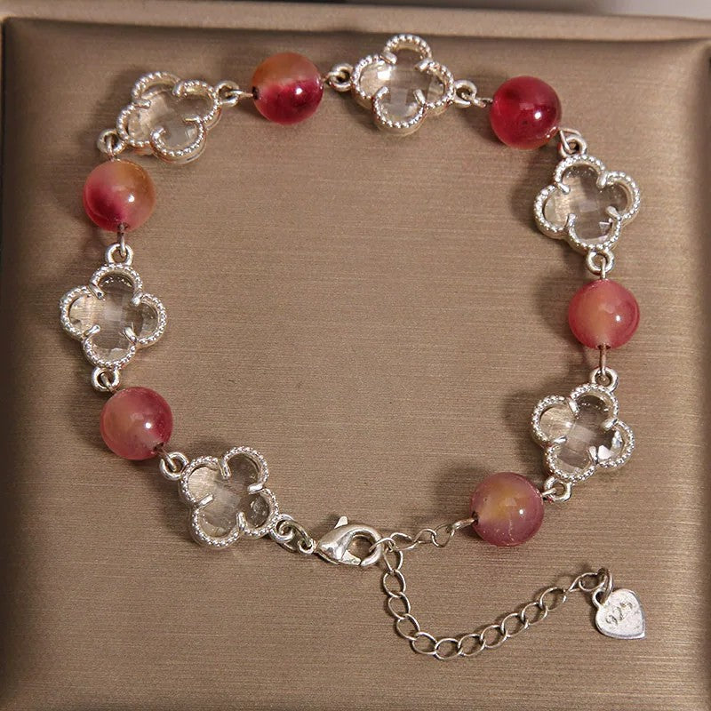 Agate Female Light Luxury Minority Exquisite Four-leaf Clover Bracelet