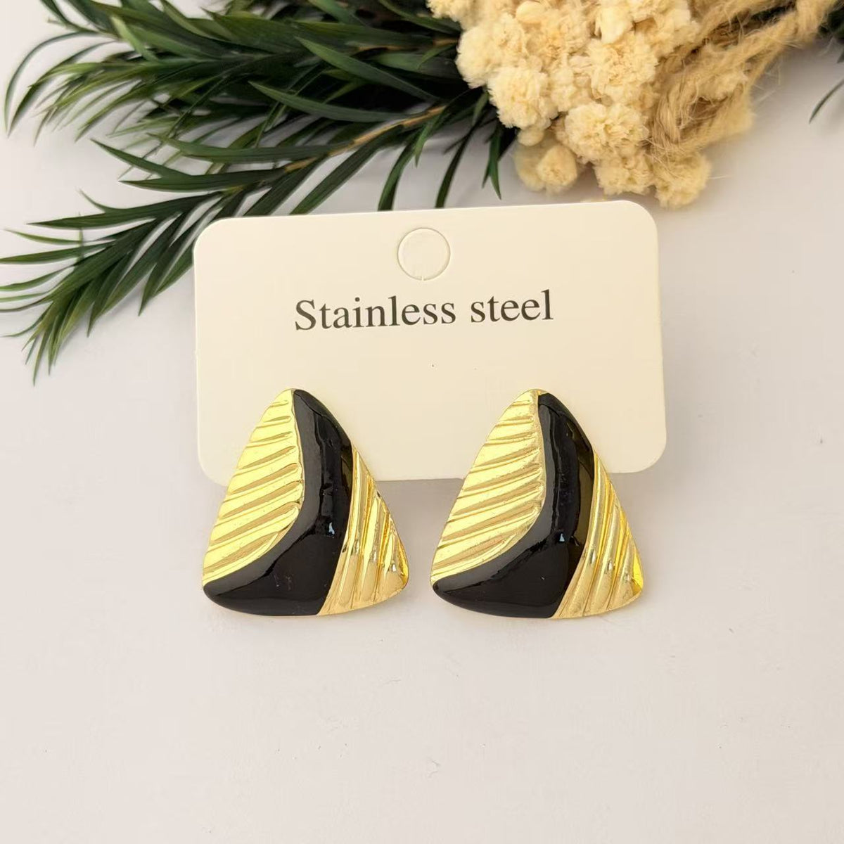 Women's Stainless Steel Oil Dripping Irregular Geometric Triangle Ear Fashion Earrings