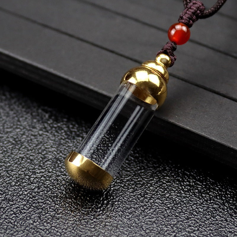 Steel Niche For Buddha Bottle Hollow Open Cinnabar Transparent Necklace