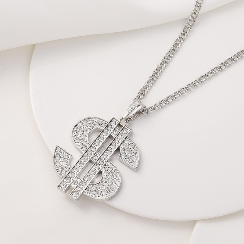 Simulation American Dollar Character Diamond Light Luxury Necklaces