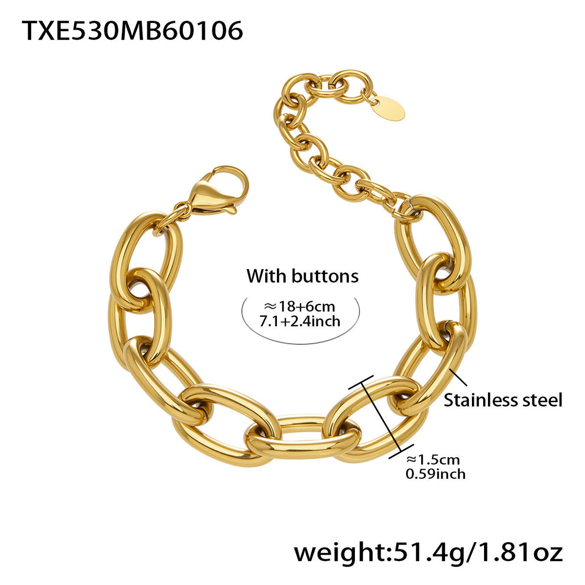 Thick Chain Stainless Steel Gold Plated Jewelry Set