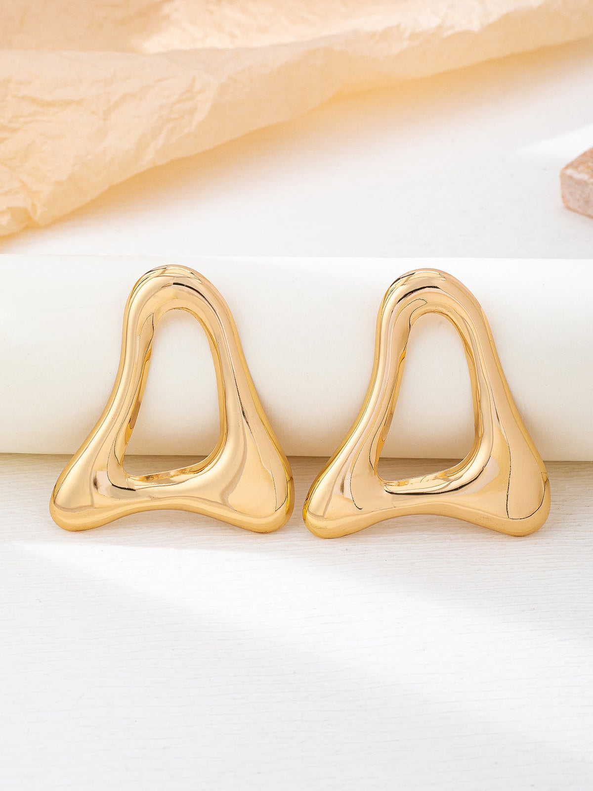 Triangle Glossy Hollow Alloy High Sense Stud Earrings