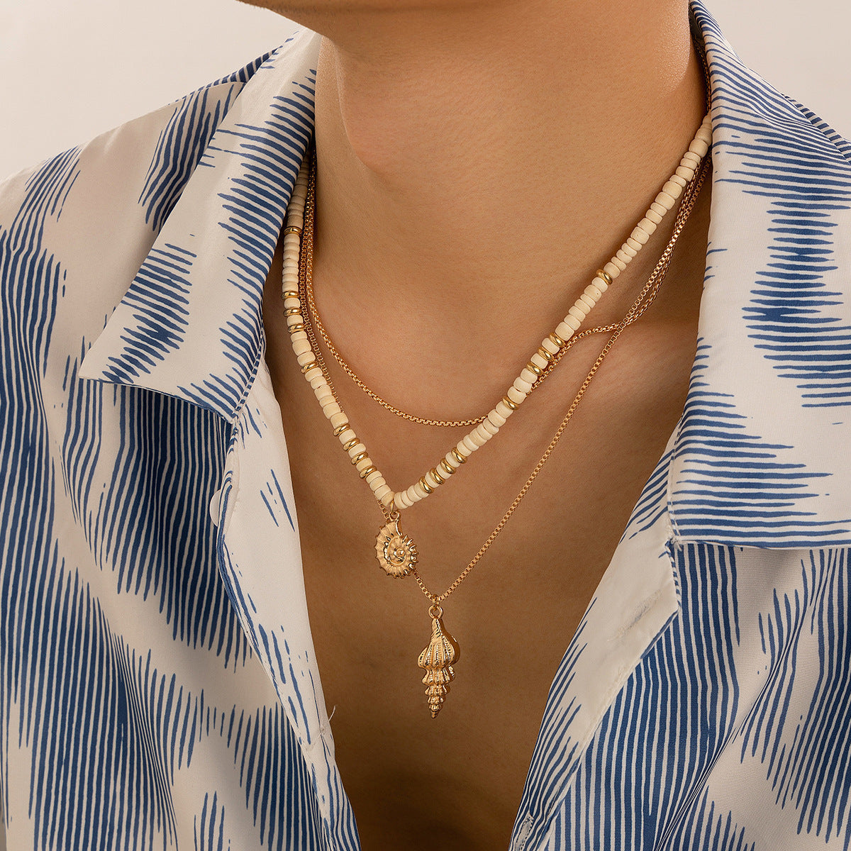 Women's Bohemian Bead String Beads Conch Seaside Pendants