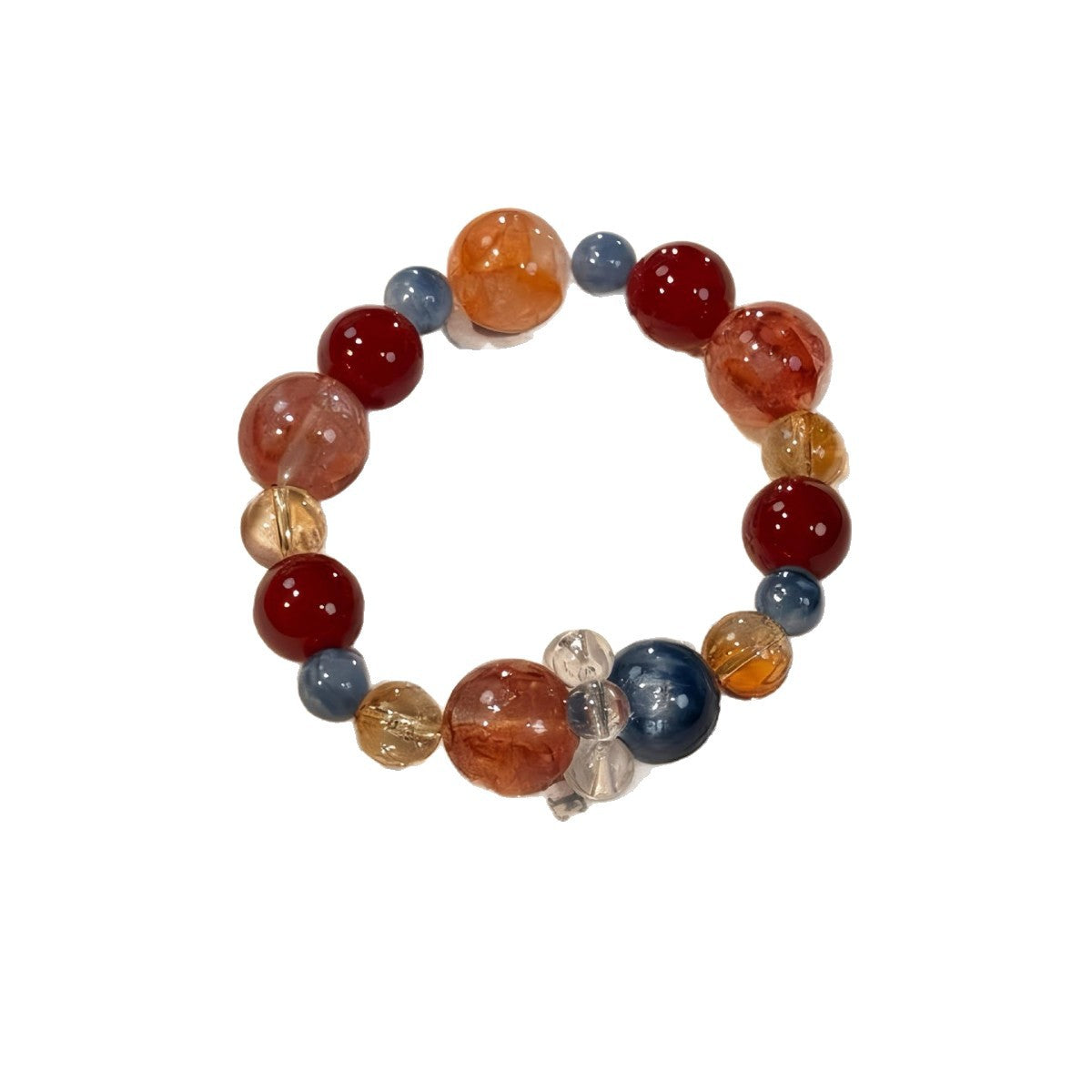 Women's Natural Citrine Blue Crystal Red Agate Bracelets