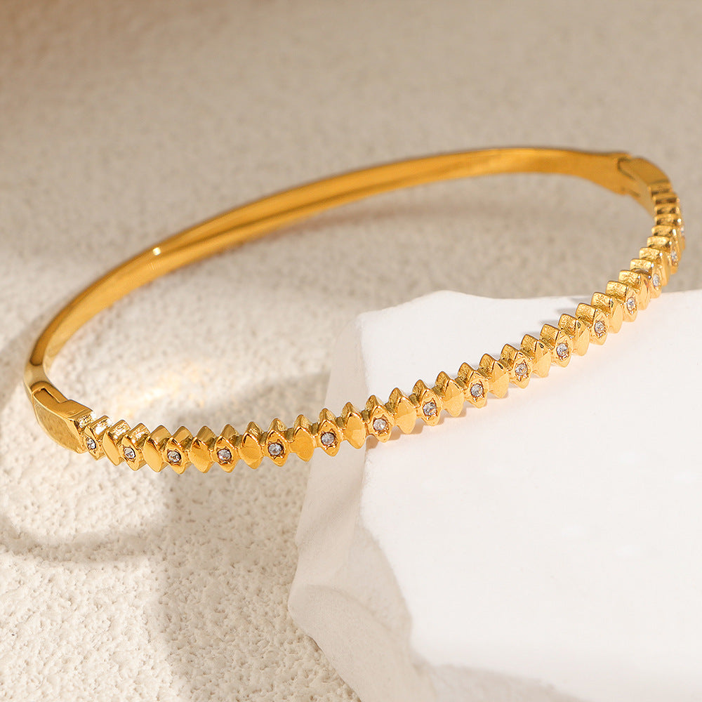 Women's Fashion Titanium Steel Geometric Variety White Diamond Light Luxury Bracelet
