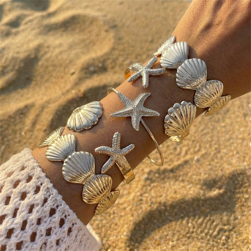 Bohemian Holiday Female Summer Beach Starfish Shell Brace Bracelet